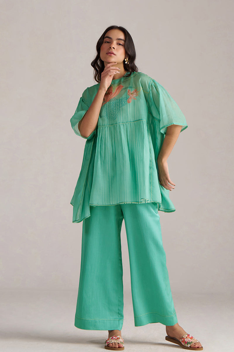 Bright Aqua Kota Silk Co-ord Set