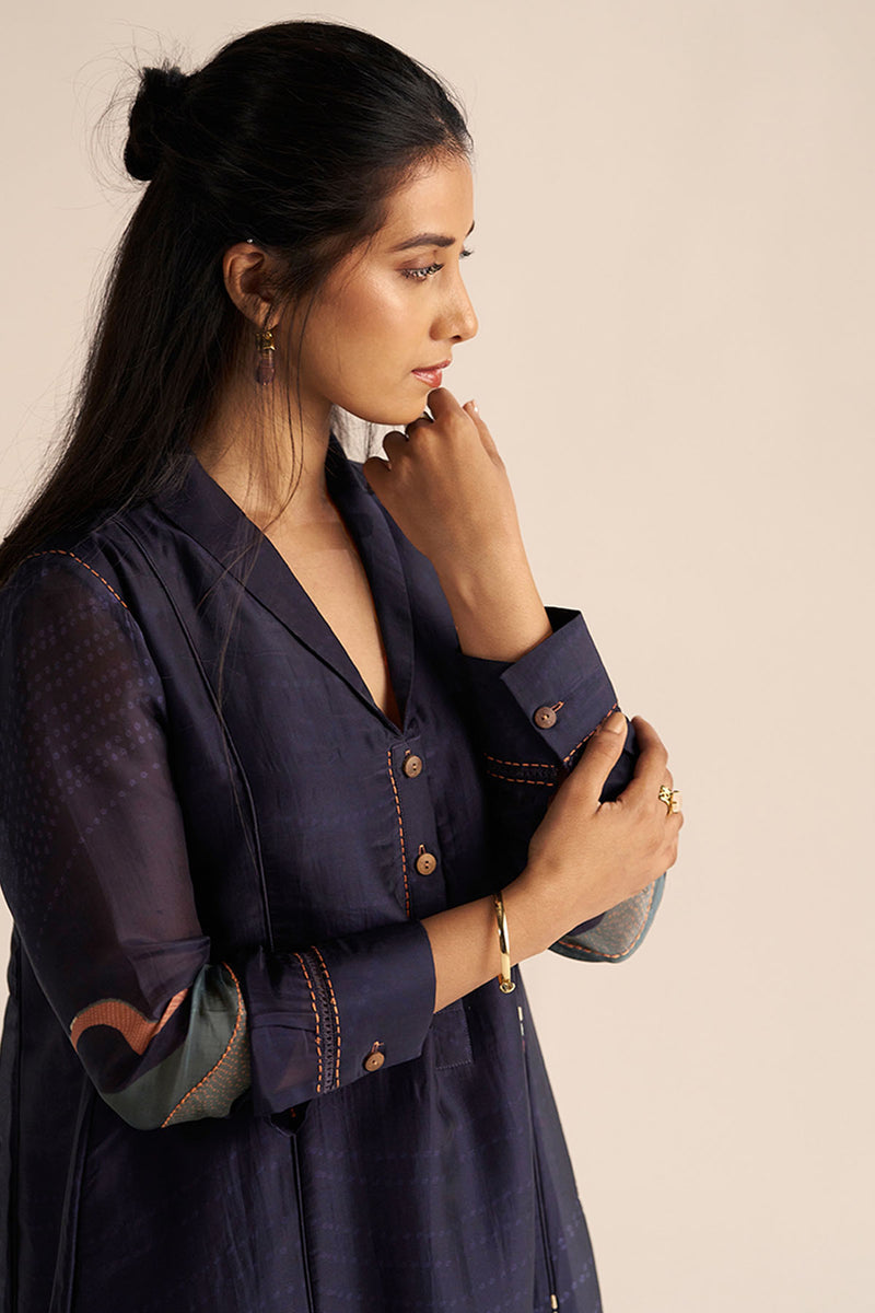 Outer Space Blue Silk Co-ord Set