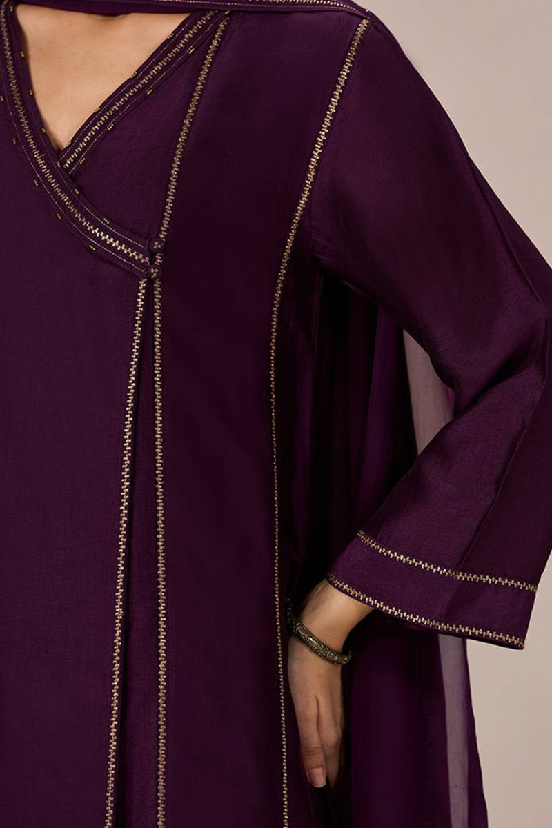 Purple Festive Angrakha Kurta Set