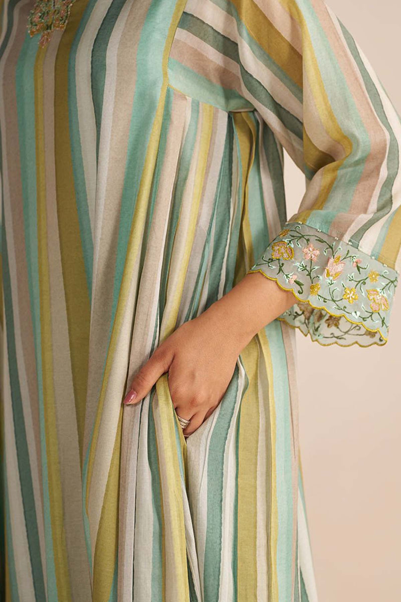 Shades of Teal and Yellow Semi Festive Kurta Set