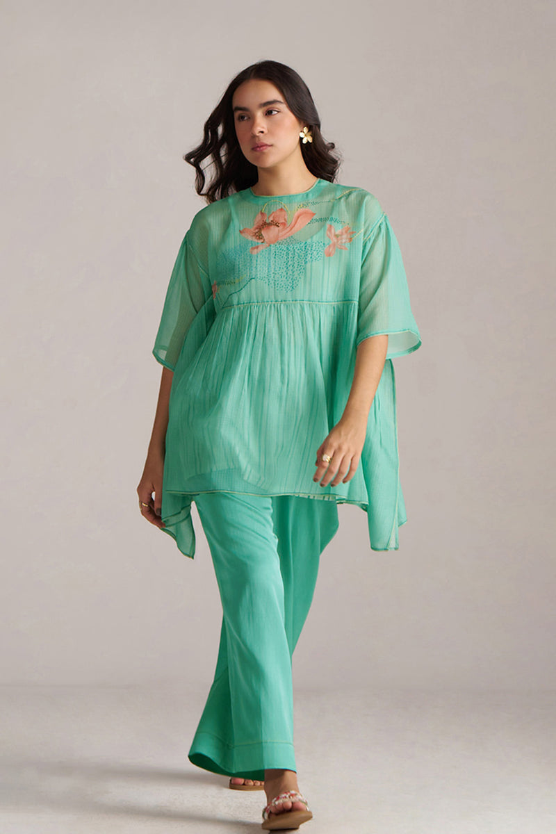 Bright Aqua Kota Silk Co-ord Set