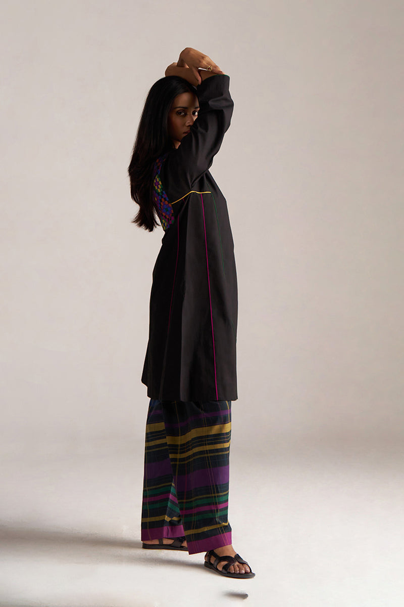 Black With Multi Colour Checkard Co-ord Set