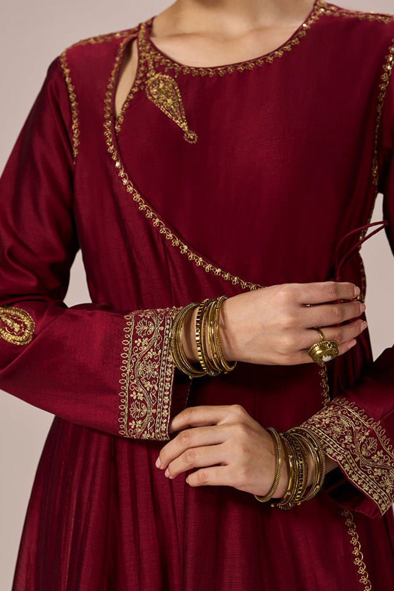 Garnet Red Festive Anarkali Set