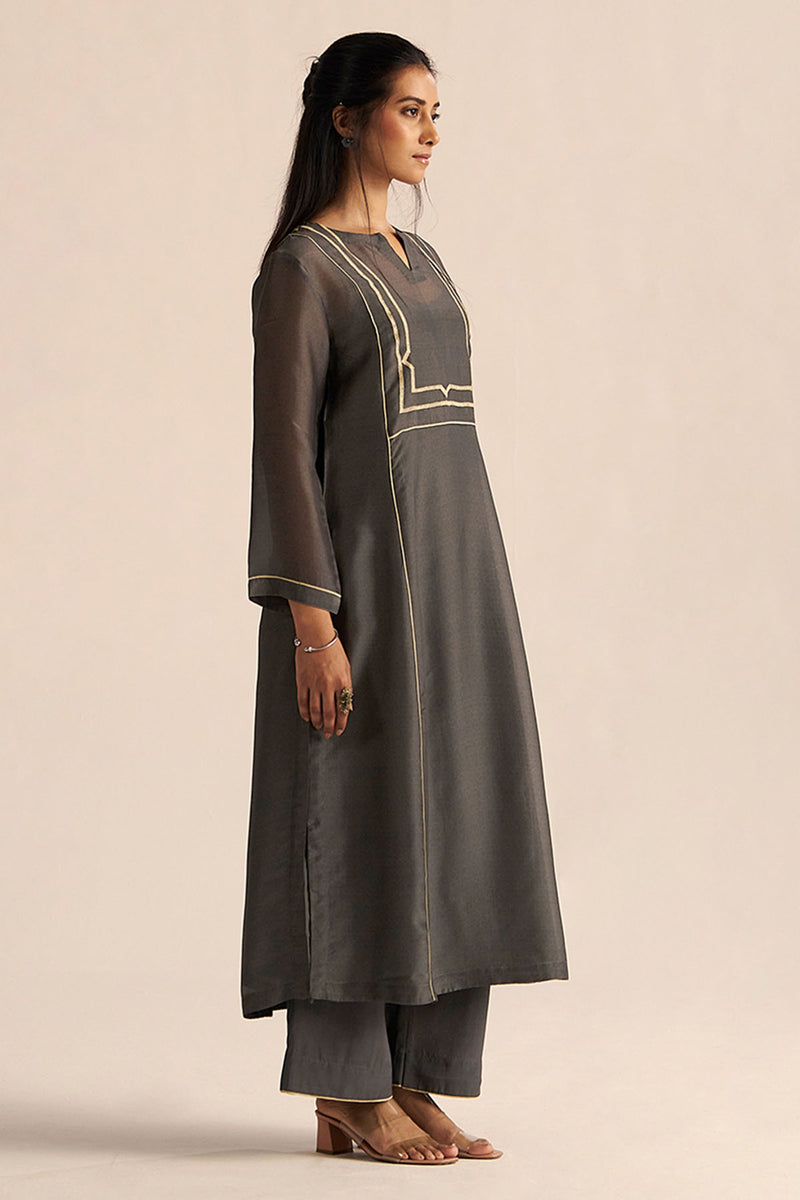 Forged Iron Grey Silk Co-ord Set