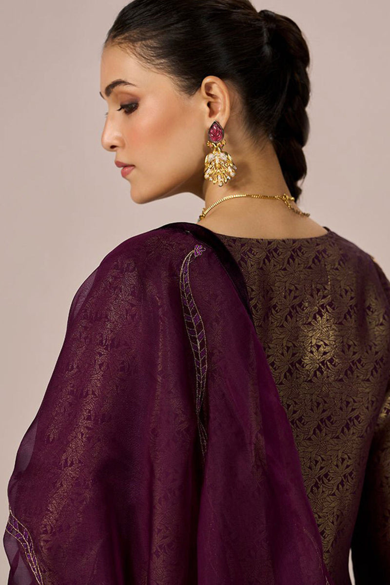 Plum Banarasi Festive Kurta Set