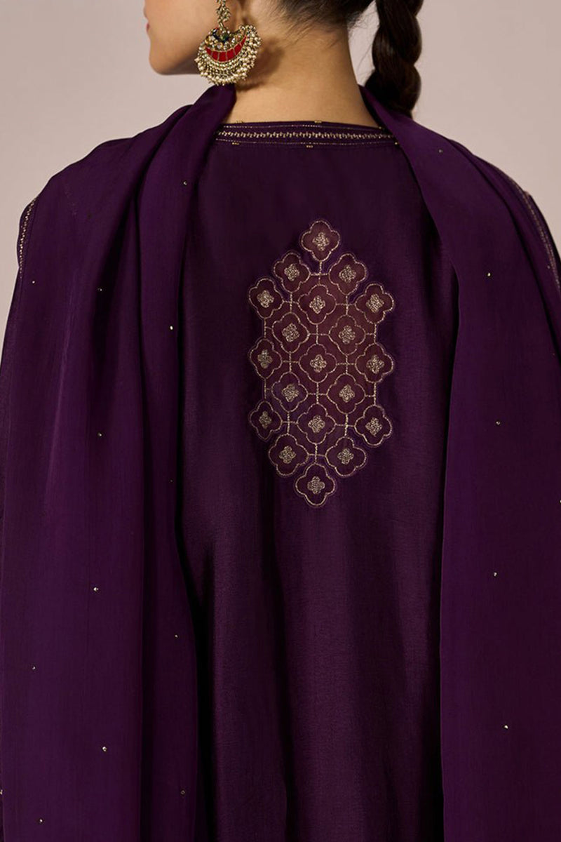 Purple Festive Angrakha Kurta Set