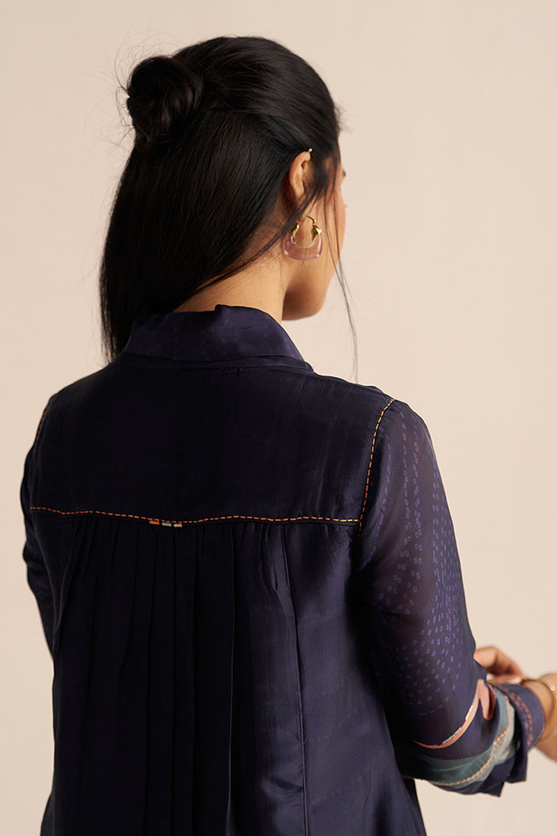 Outer Space Blue Silk Co-ord Set