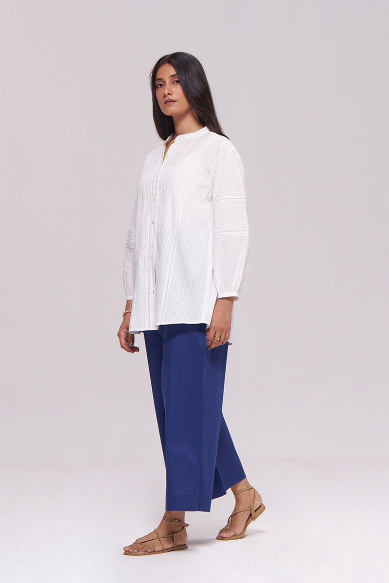 White and Blue Cotton Co-ord Set