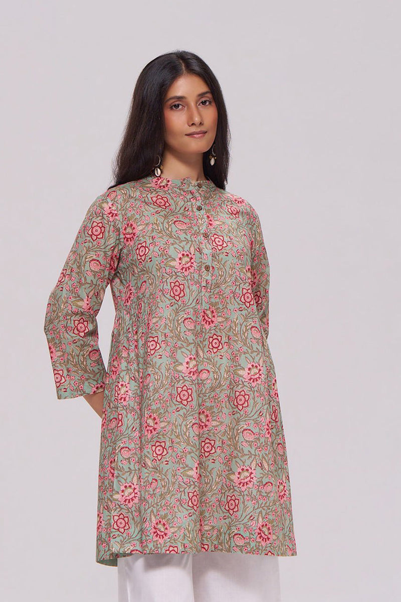 Basil Green and Pink Cotton Top