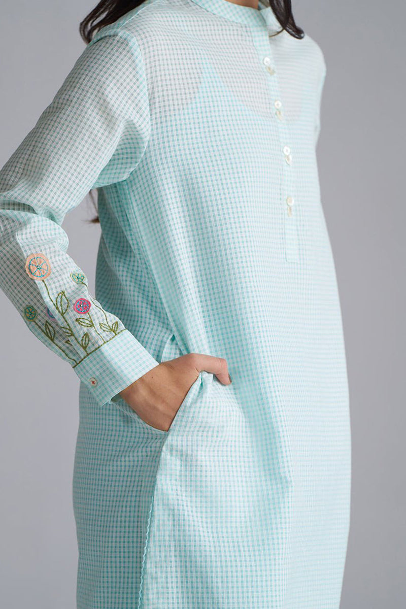 Eggshell Blue Mini-Check Woven Co-ord Set