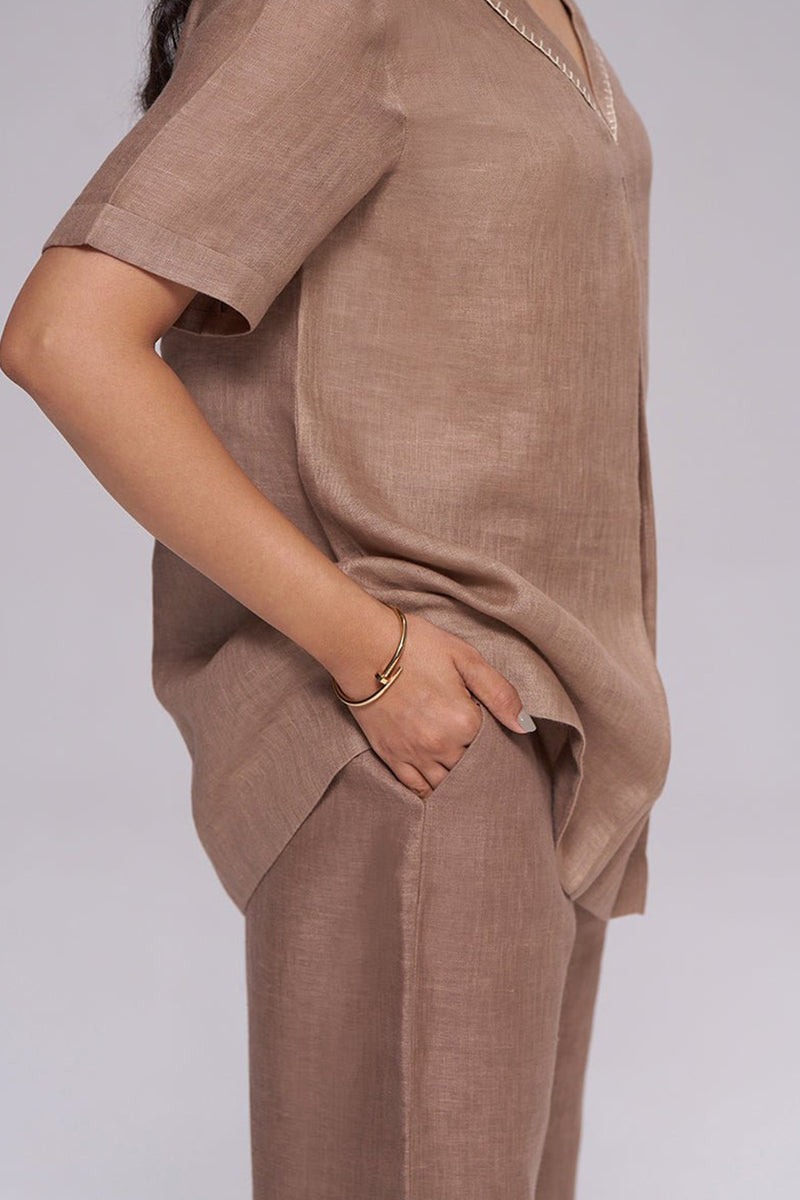 Milk Chocolate Pure Linen Co-ord Set