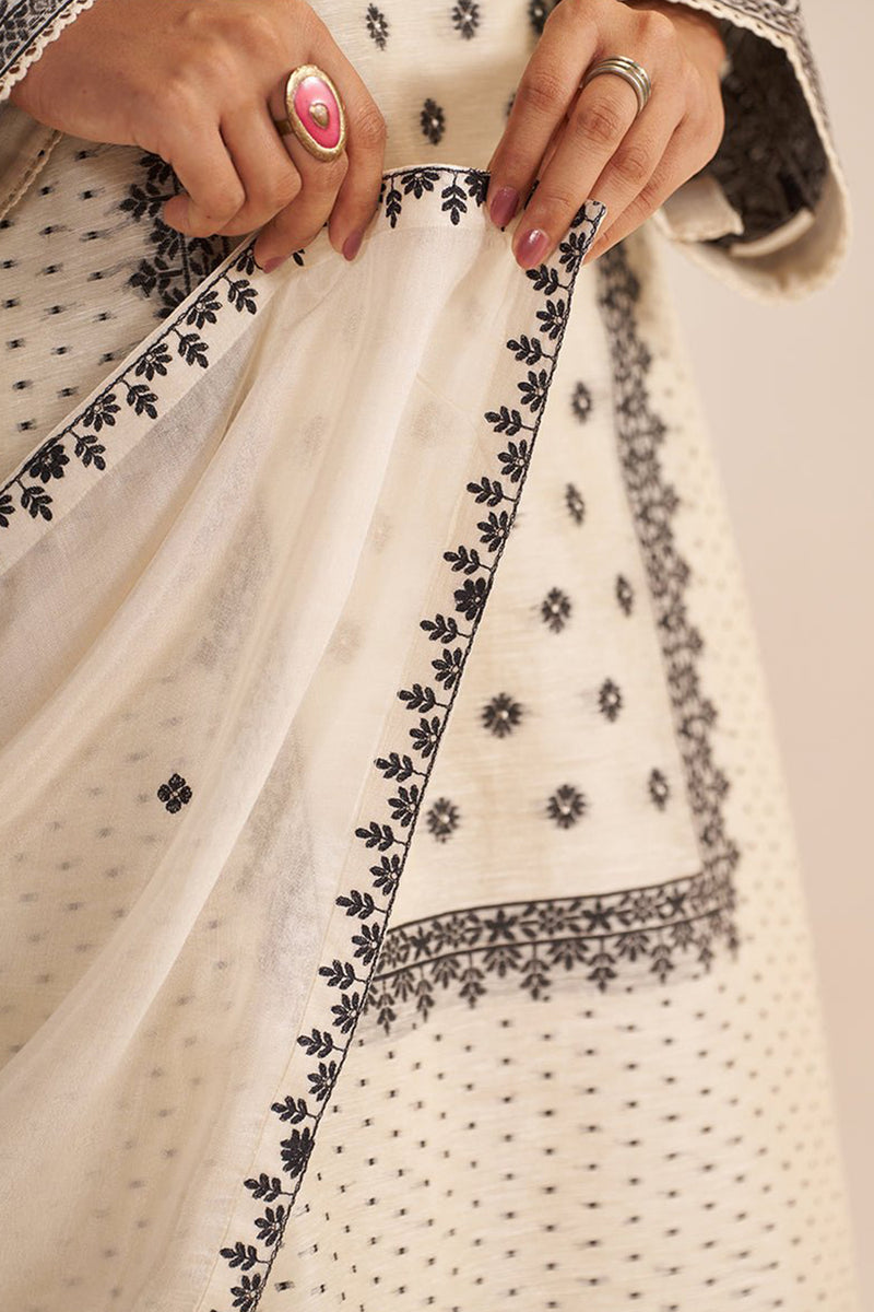Butter Creame Woven Kurta Set