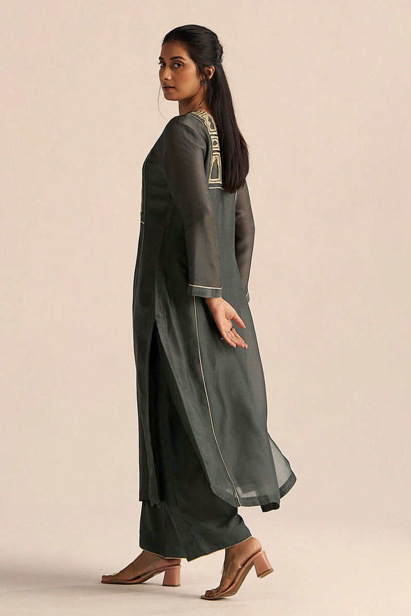 Forged Iron Grey Silk Co-ord Set