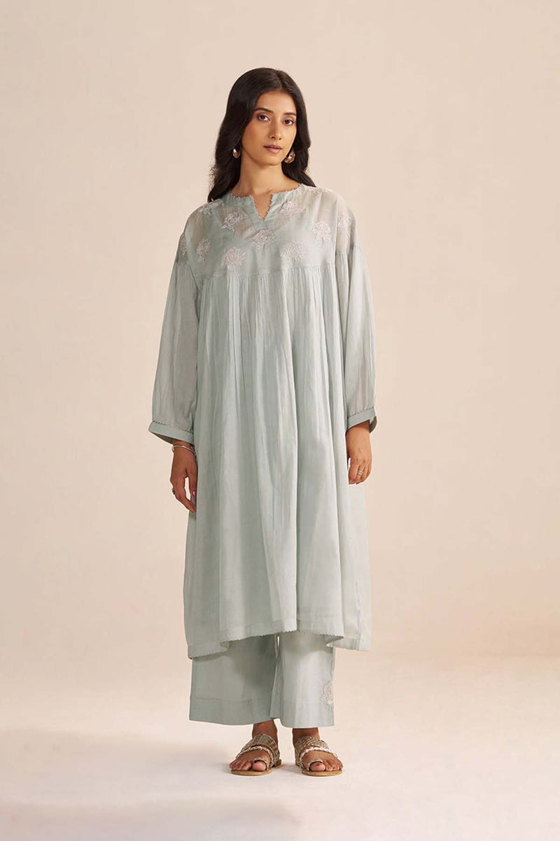 Dawn Grey Mul-Chanderi Festive Co-ord Set