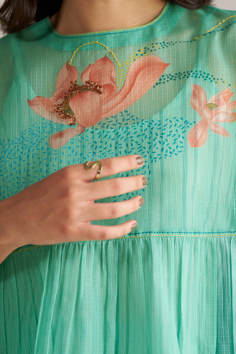 Bright Aqua Kota Silk Co-ord Set