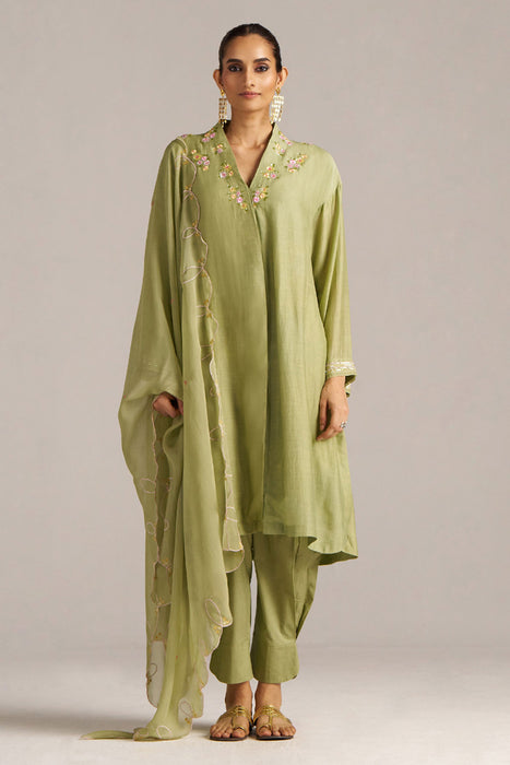 Winter Pear Bemberg Silk Festive Kurta Set
