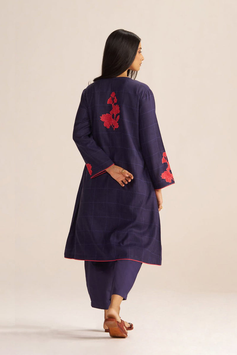 Deep Blue Mul-Chanderi Co-ord Set