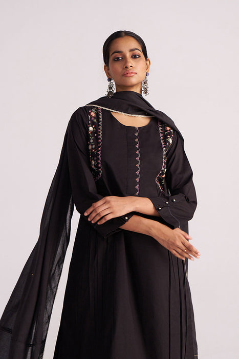 Black Embroidered Kurta Set