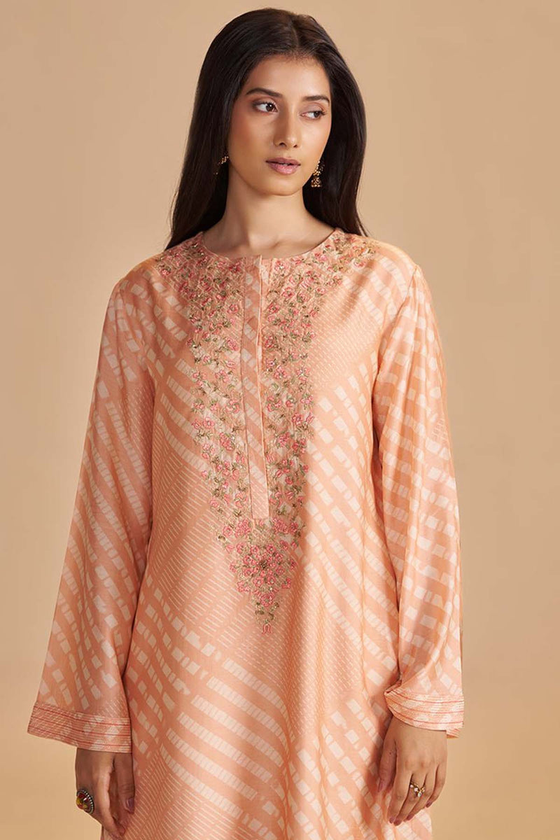 Blush Peach and Cream Silk Festive Co-ord Set