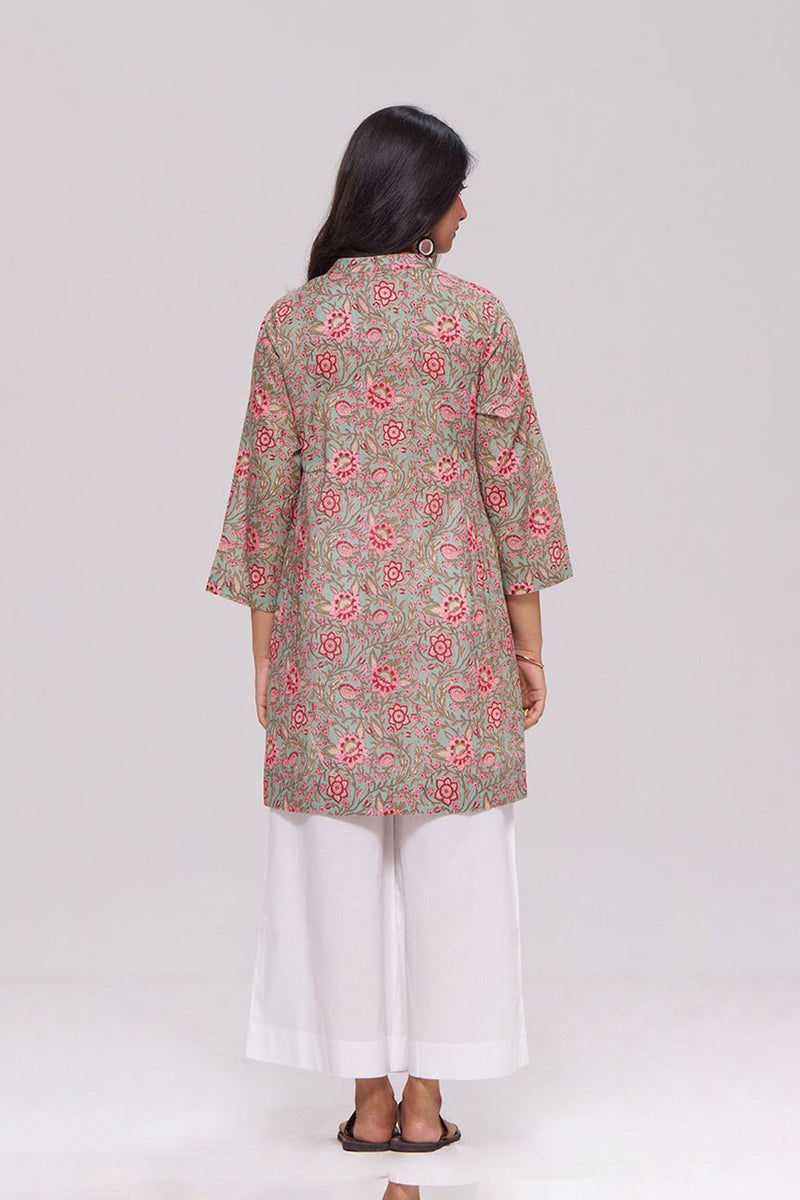 Basil Green and Pink Cotton Top