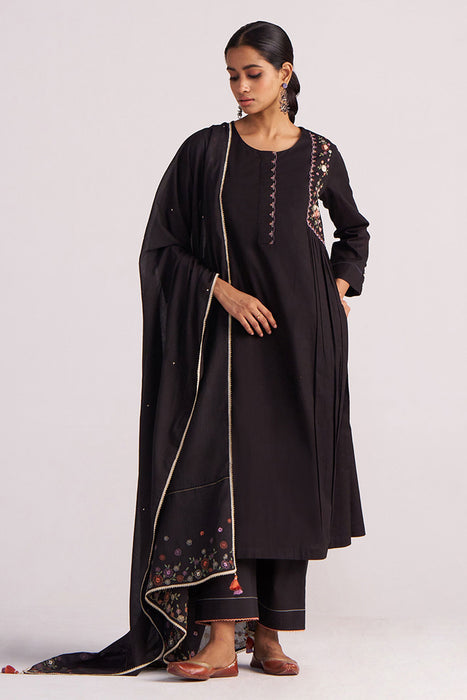 Black Embroidered Kurta Set