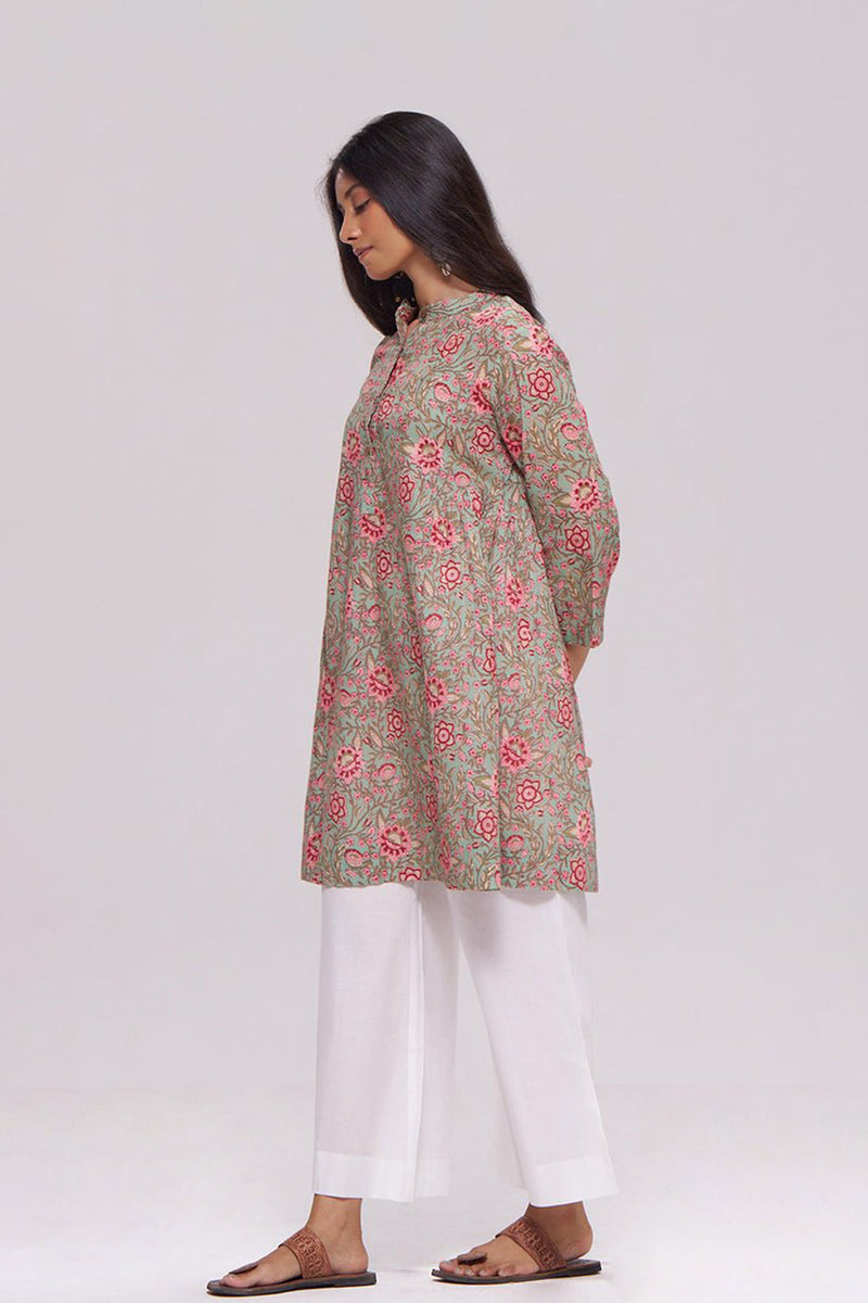 Basil Green and Pink Cotton Top
