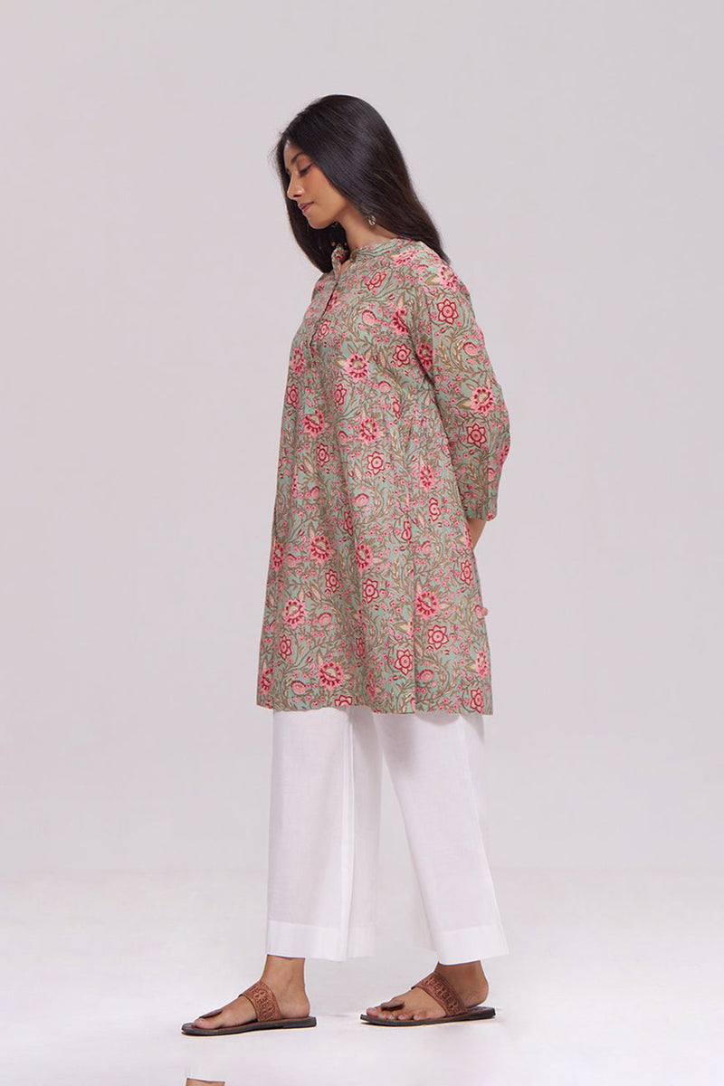 Basil Green and Pink Cotton Co-ord Set