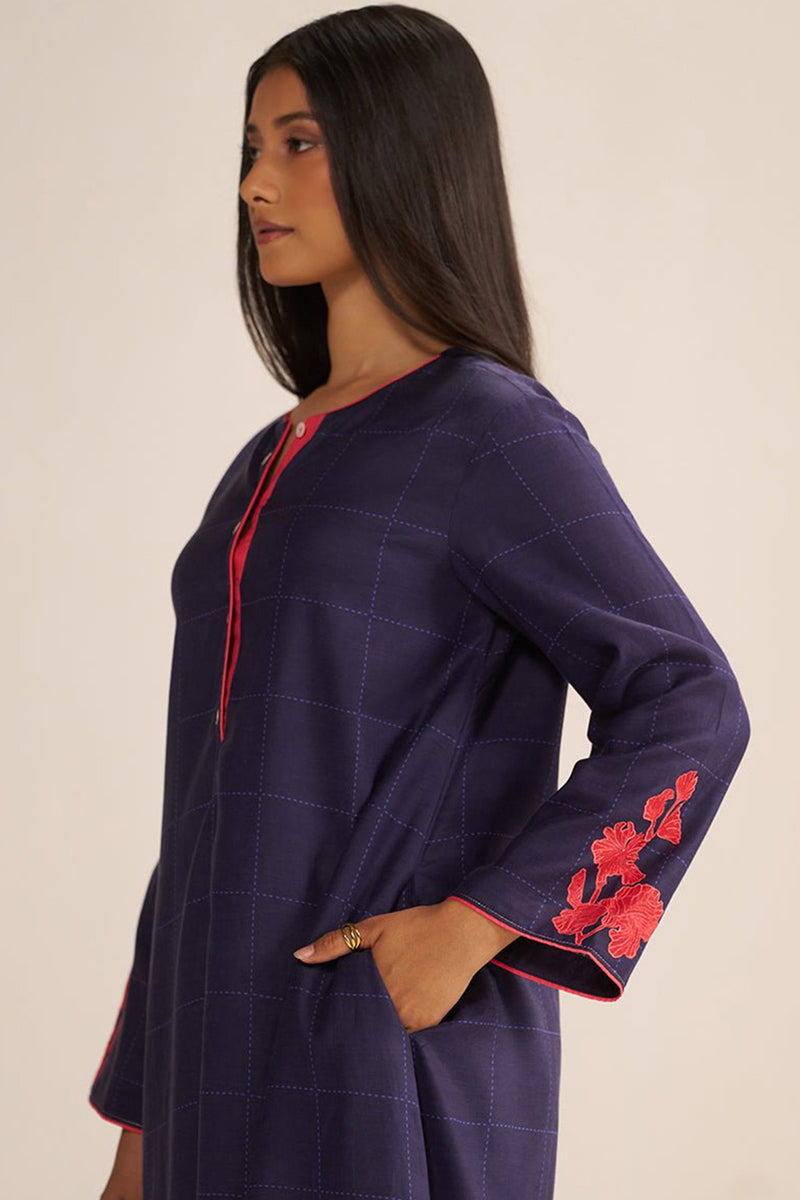 Deep Blue Mul-Chanderi Co-ord Set