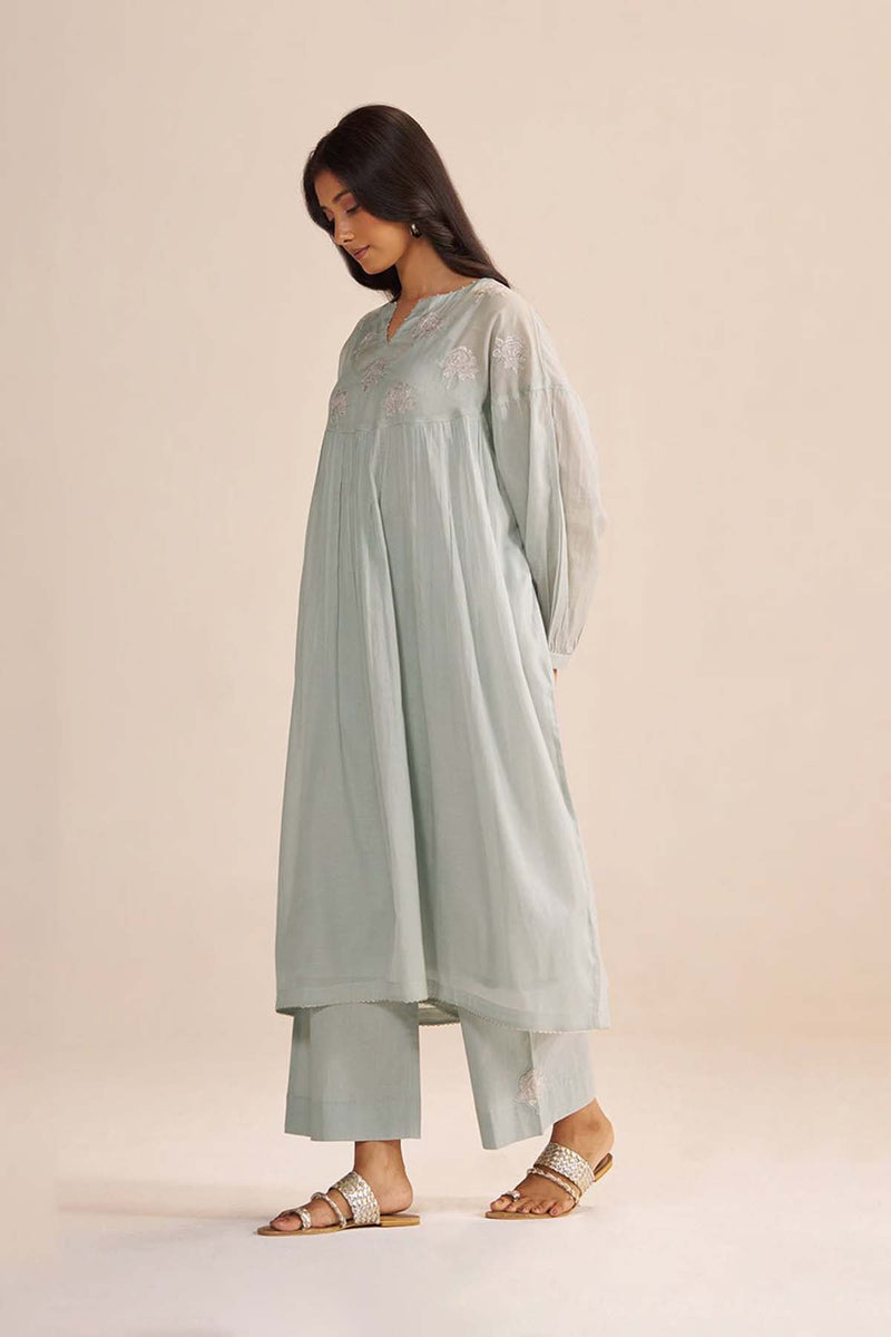 Dawn Grey Mul-Chanderi Festive Co-ord Set