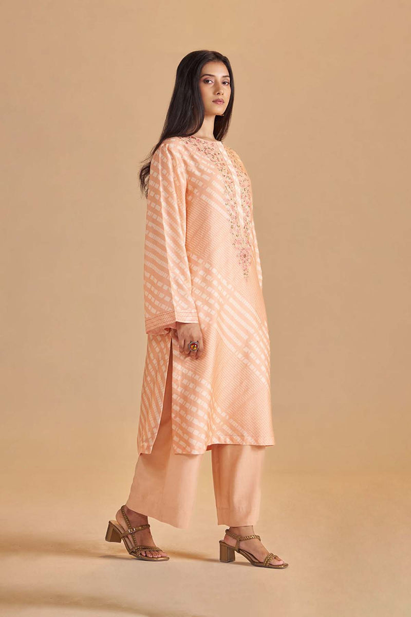 Blush Peach and Cream Silk Festive Co-ord Set