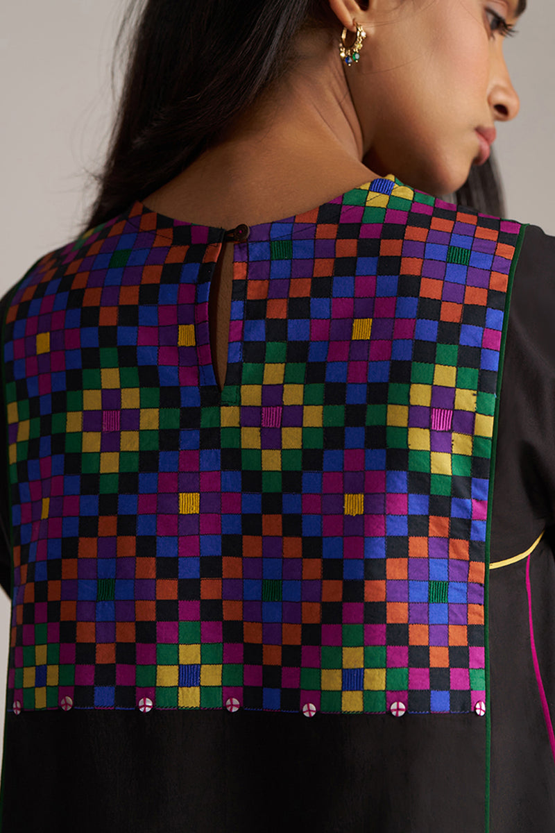 Black With Multi Colour Checkard Co-ord Set