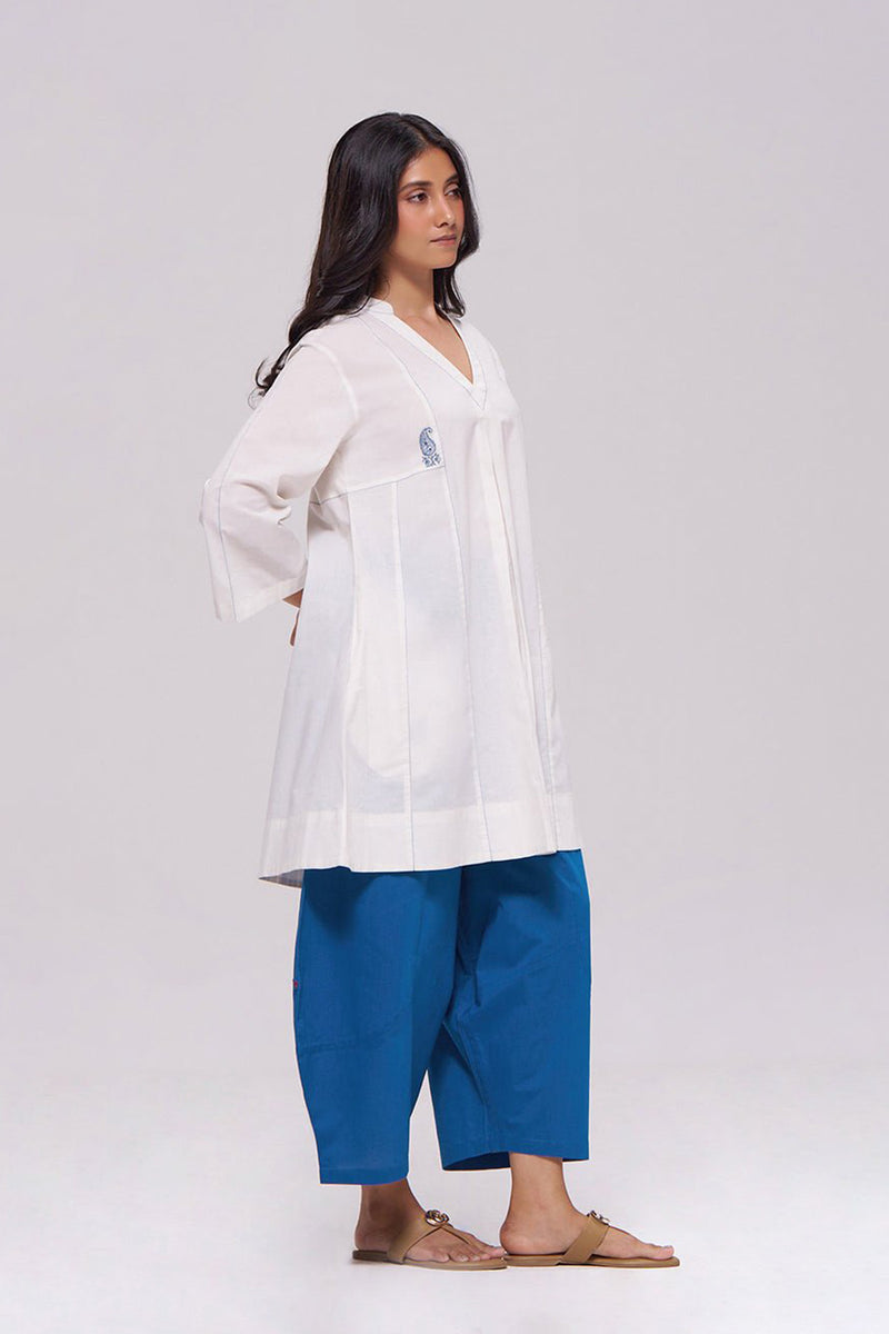 Off-White and Blue Cotton Co-ord Set