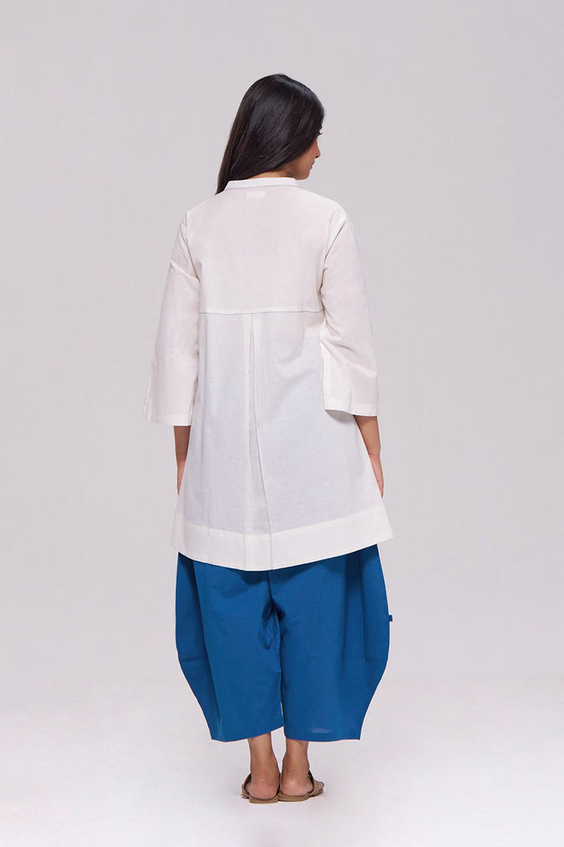 Off-White and Blue Cotton Co-ord Set