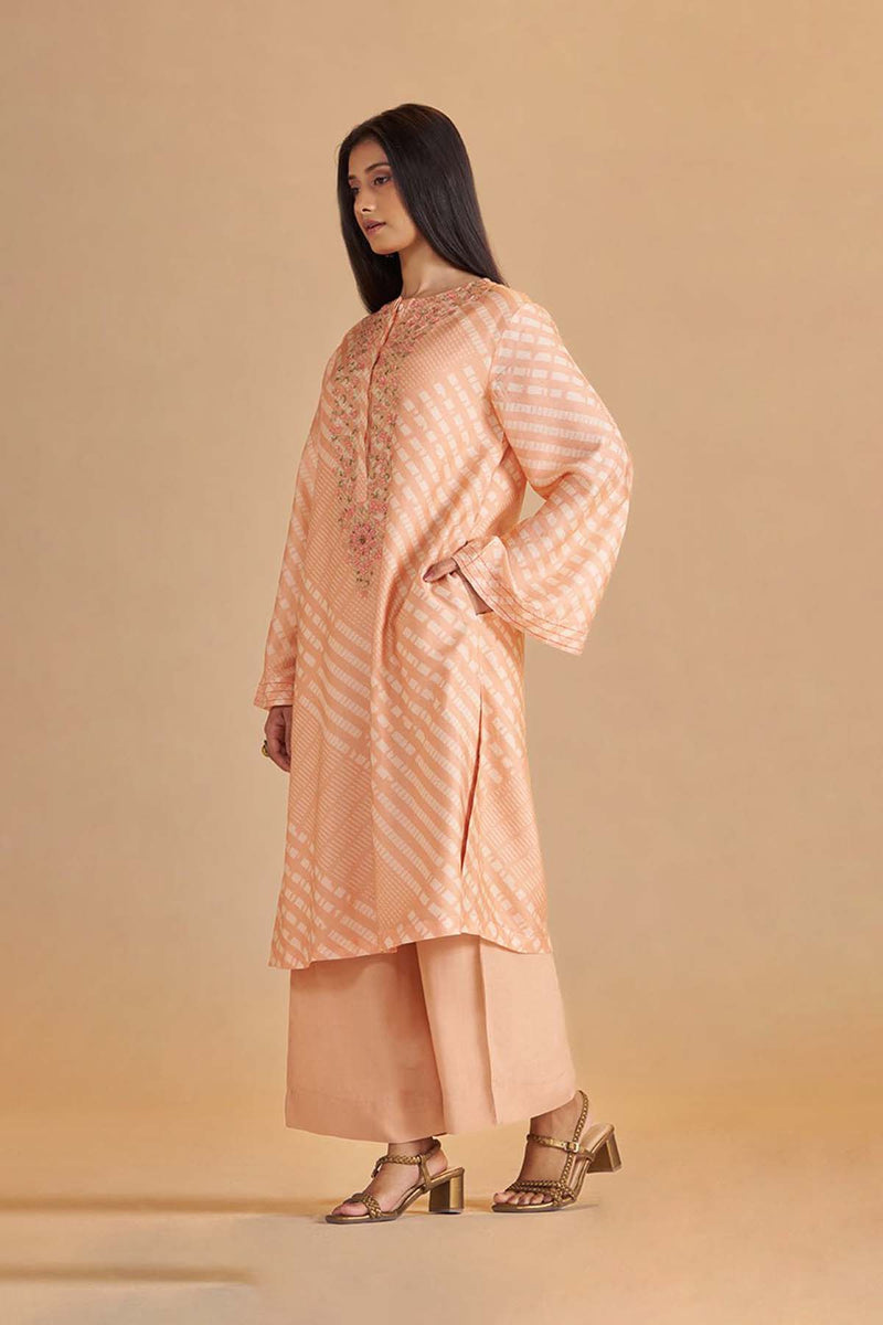 Blush Peach and Cream Silk Festive Co-ord Set