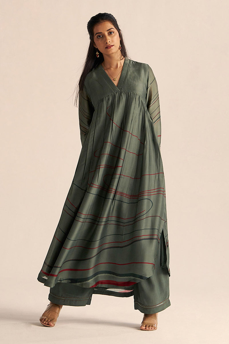 Cilantro Green Silk Co-ord Set
