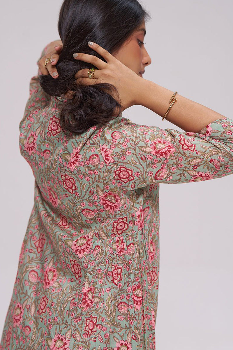 Basil Green and Pink Cotton Top