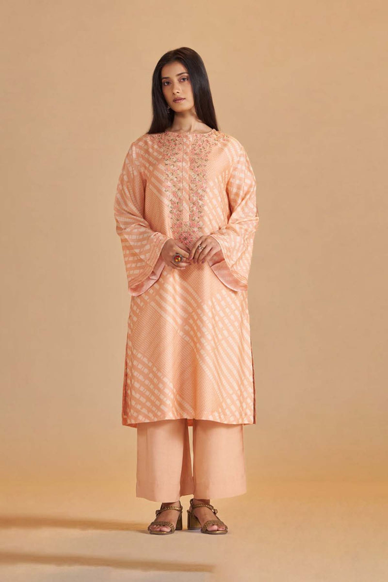 Blush Peach and Cream Silk Festive Co-ord Set