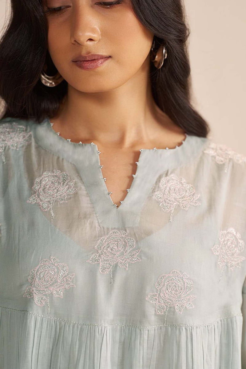 Dawn Grey Mul-Chanderi Festive Co-ord Set
