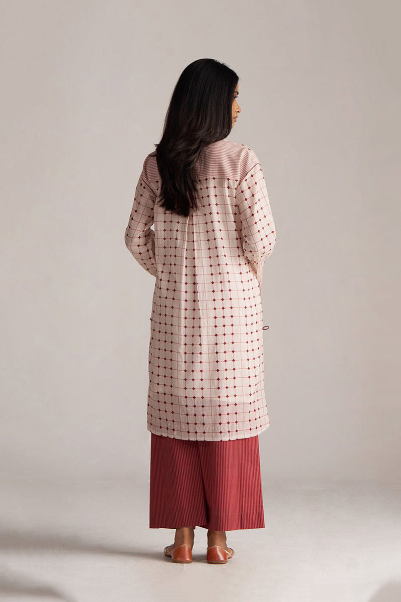 Rosewood and Cream Mul-Chanderi Co-ord Set