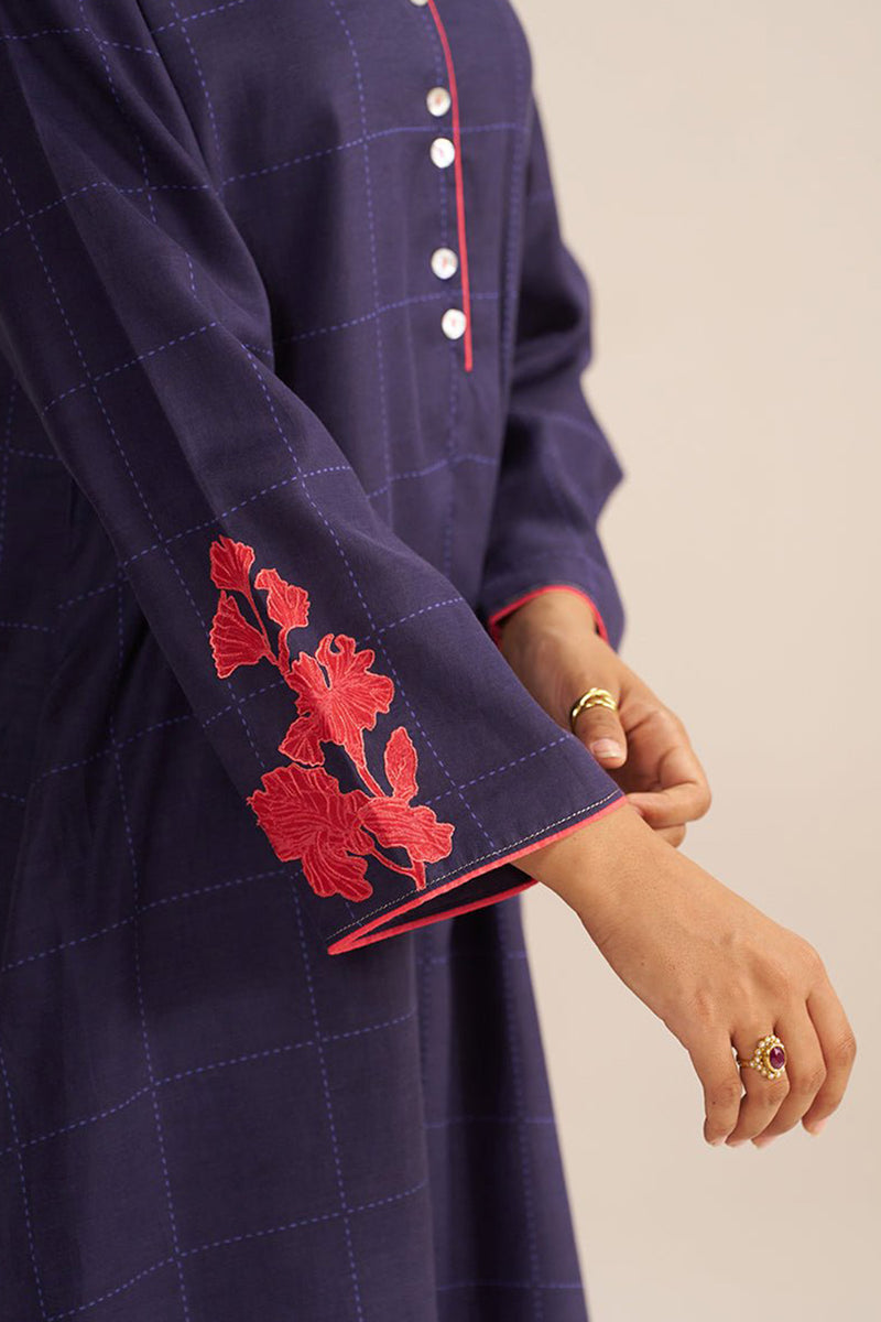Deep Blue Mul-Chanderi Co-ord Set