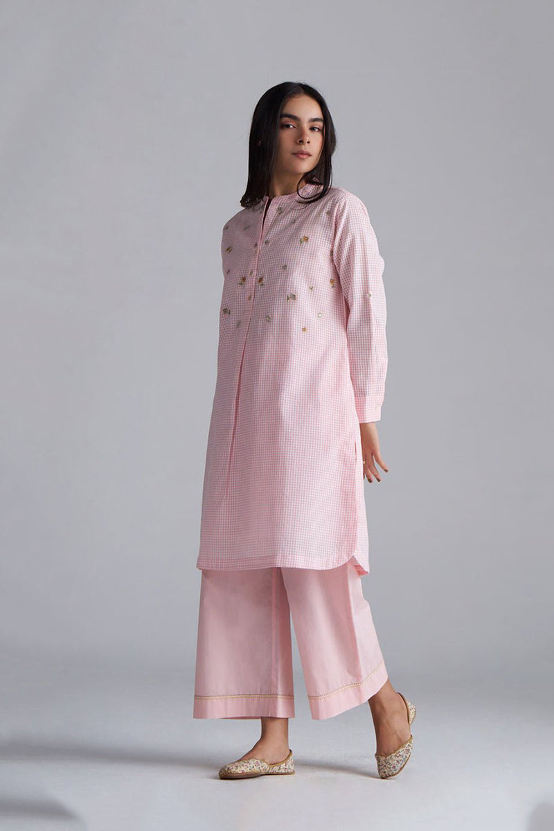 Rose Pink Mini-Check Woven Co-ord Set