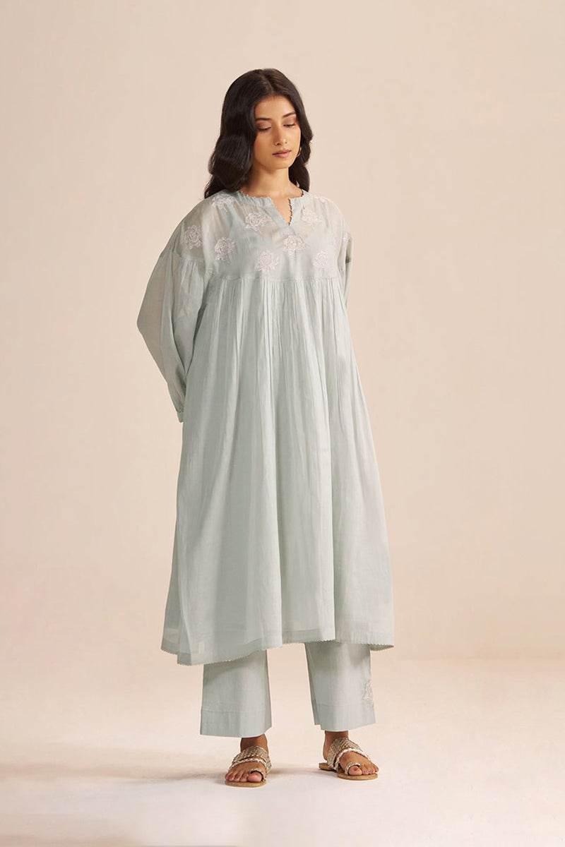 Dawn Grey Mul-Chanderi Festive Co-ord Set