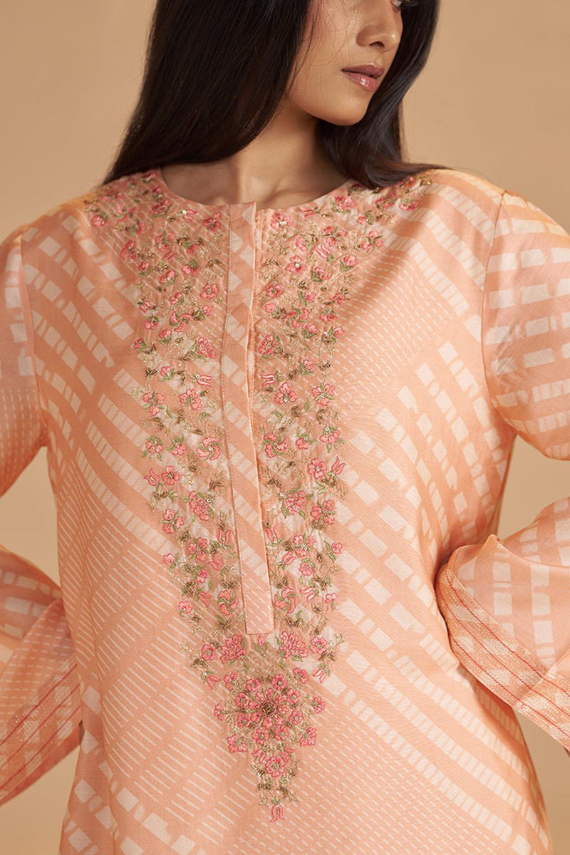 Blush Peach and Cream Silk Festive Co-ord Set