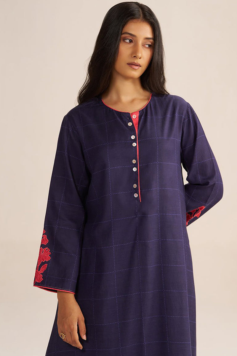 Deep Blue Mul-Chanderi Co-ord Set