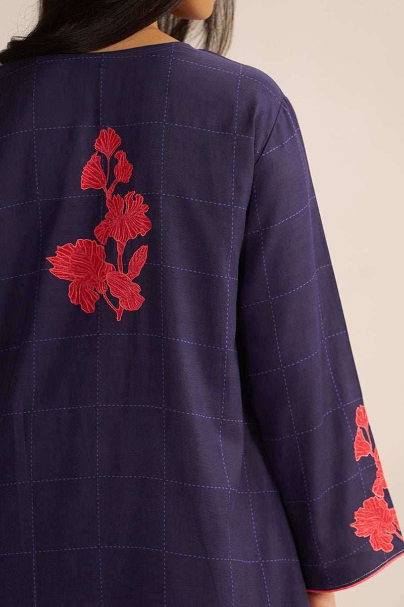 Deep Blue Mul-Chanderi Co-ord Set