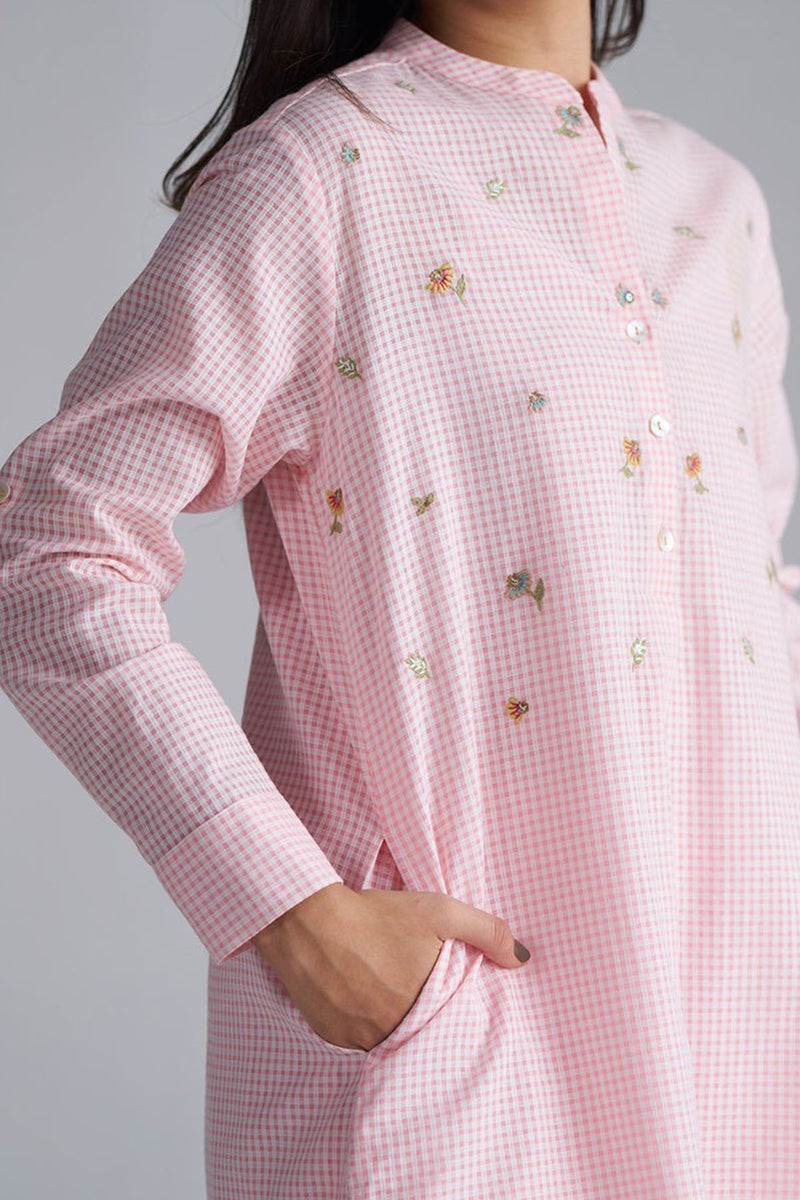 Rose Pink Mini-Check Woven Co-ord Set