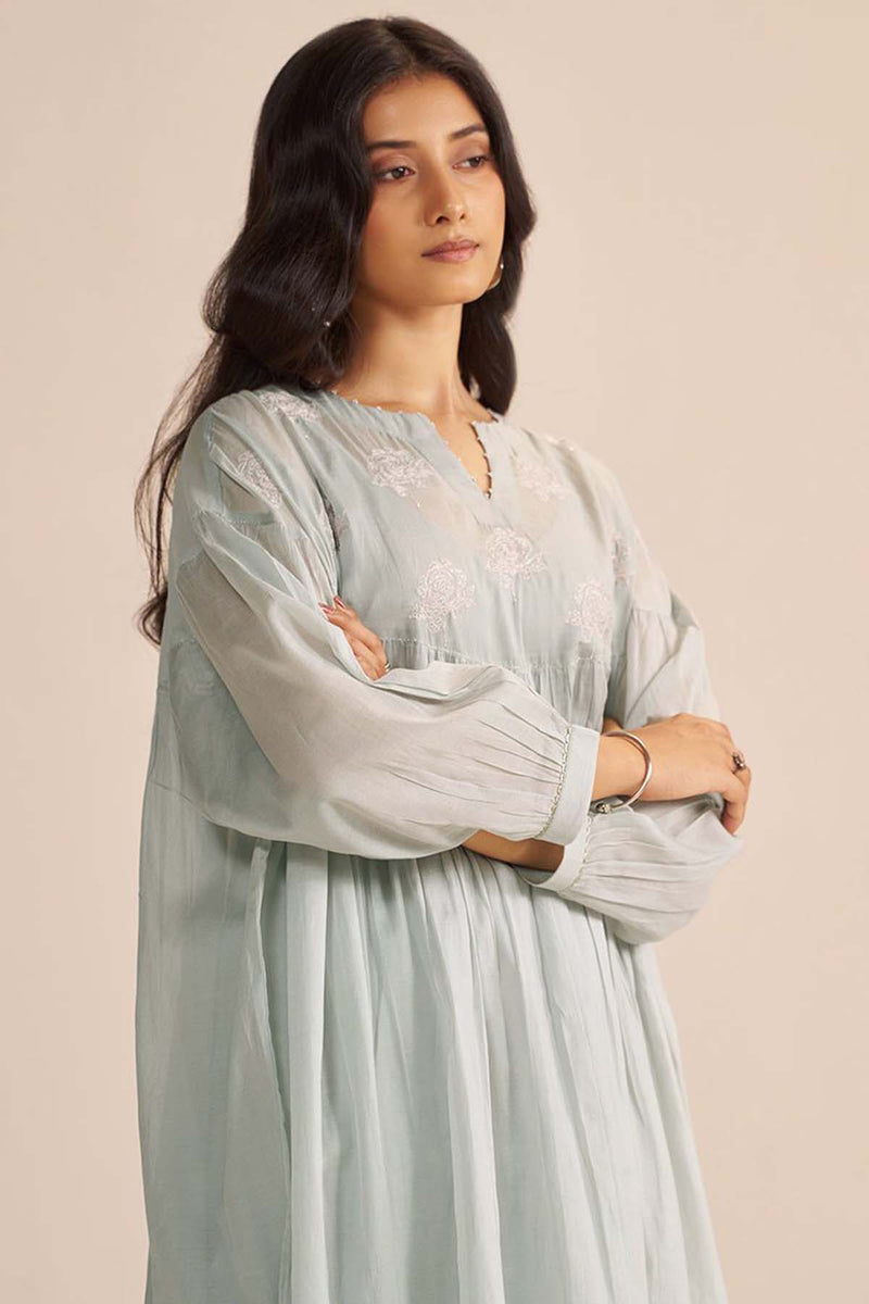 Dawn Grey Mul-Chanderi Festive Co-ord Set