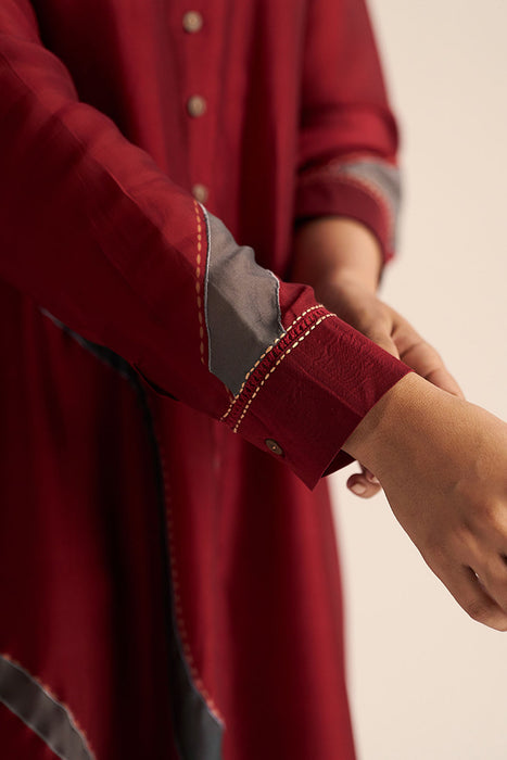 Syrah Red Silk Co-ord Set