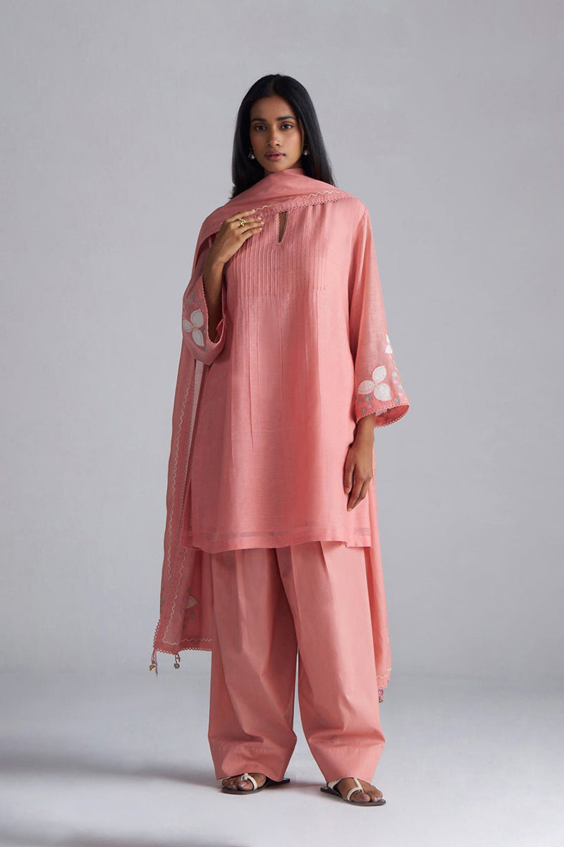 Coral Almond Chanderi Kurta Set