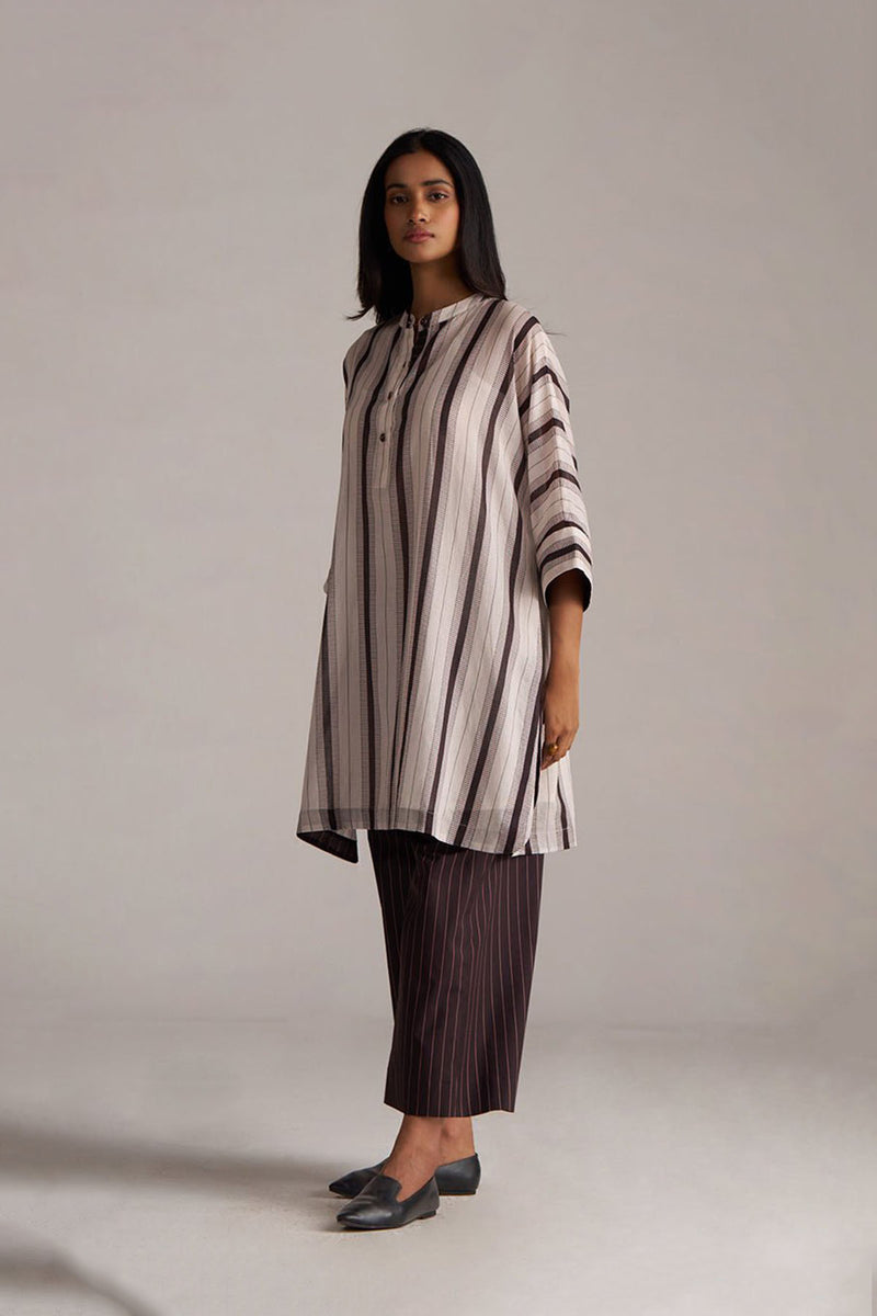 Seal Brown and Cream Mul-Mul Co-ord Set